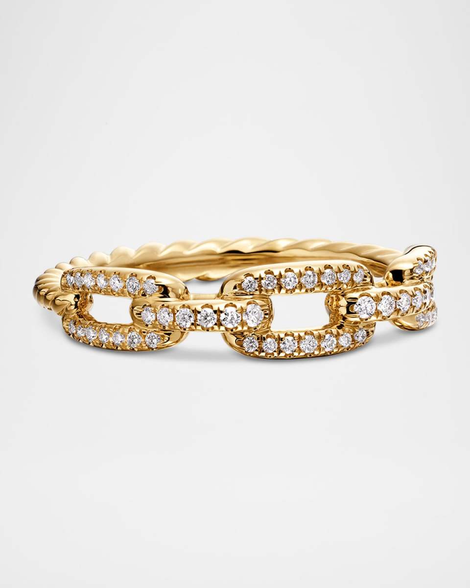 Stax Chain Link Ring with Diamonds in 18K Gold, 4.5mm
